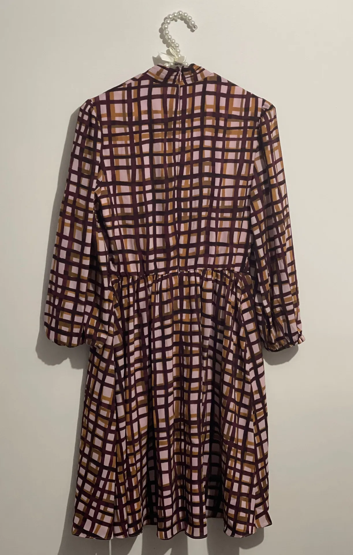 | Lindsey Painted Windowpane Tie Neck Dress | 00 - Image 7