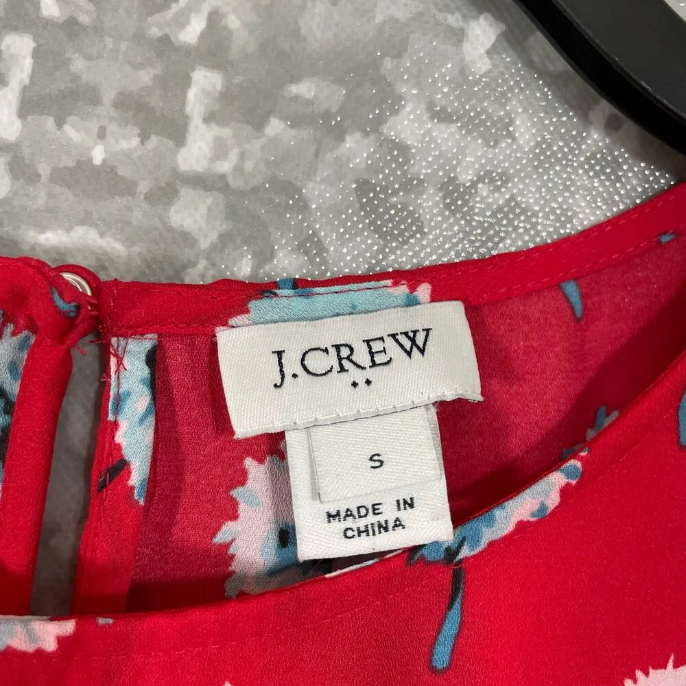 J Crew Mercantile Red Longfellow Floral Boat Neck Top - Size Small - Long Sleeve - Image 6