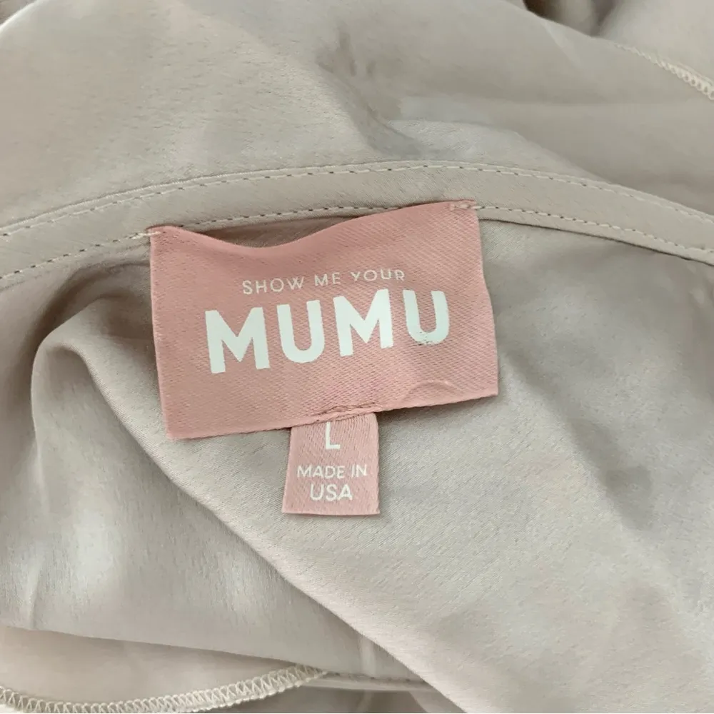 Show Me Your MuMu Samantha Ruffle Wrap Dress Show Me the Ring Luxe Satin - Image 4