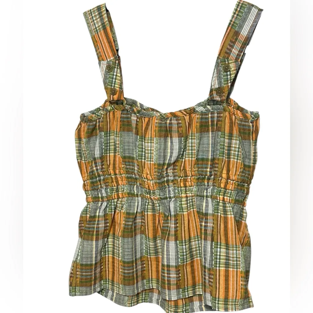 Anthropologie Pilcro Letterpress Plaid Smocked Peplum Top Size 4 NWT - Image 5