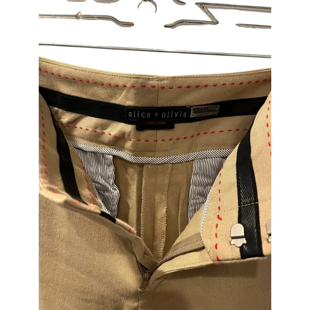 Alice + Olivia NWT Linen Size 4 Low Rise Wide Leg Flare Tan Pants Baggy Brown - Image 6