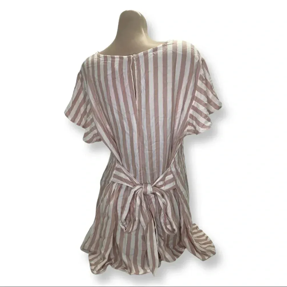 Ingrid & Isabel Maternity Size XXL Striped Short Flutter Sleeve Tie Top. New White - Image 3