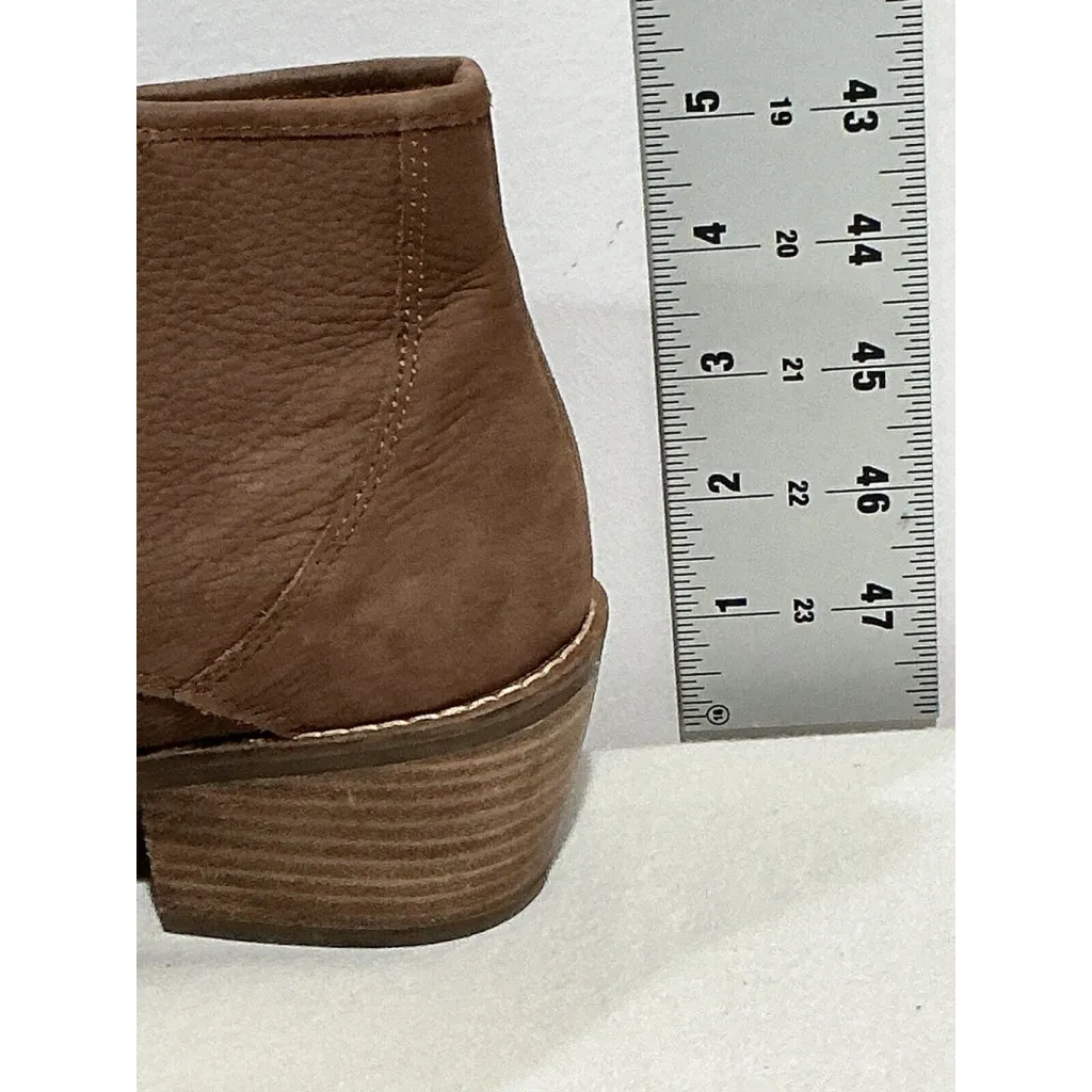 Womans Lucky Brand Drill Brown Leather Lace Up Stacked Heel Bootie 7.5 M - Image 4