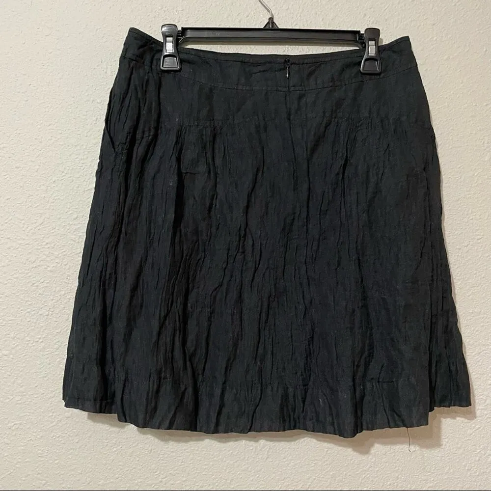 Garnet Hill Black Metallic A Line Mini Skirt Womens 8 Dark Academia Crepe Fall - Image 5