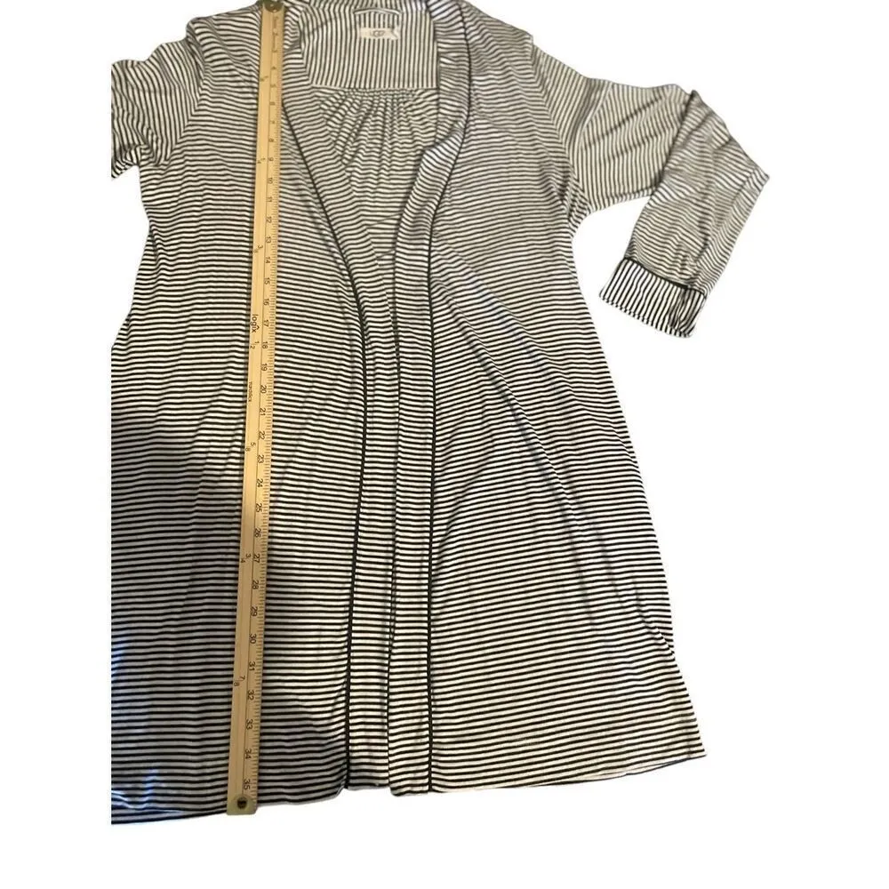 UGG Women’s Black / White Stripe Robe Kimono Size L - Image 6