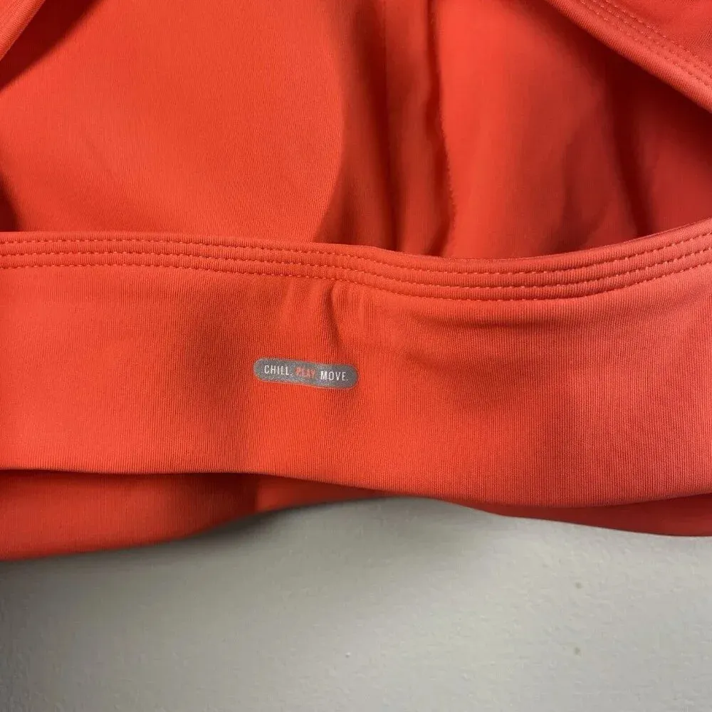 Aerie Womens Chill Play Move Sports‎ Bra M Orange High Neck Open Back Breathable - Image 4