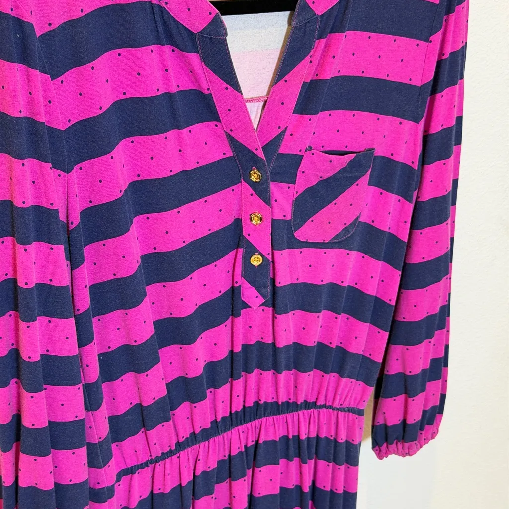 Lilly Pulitzer Beckett Dress 58232 – Mambo Pink & Navy Stripe – Size Small - Image 14