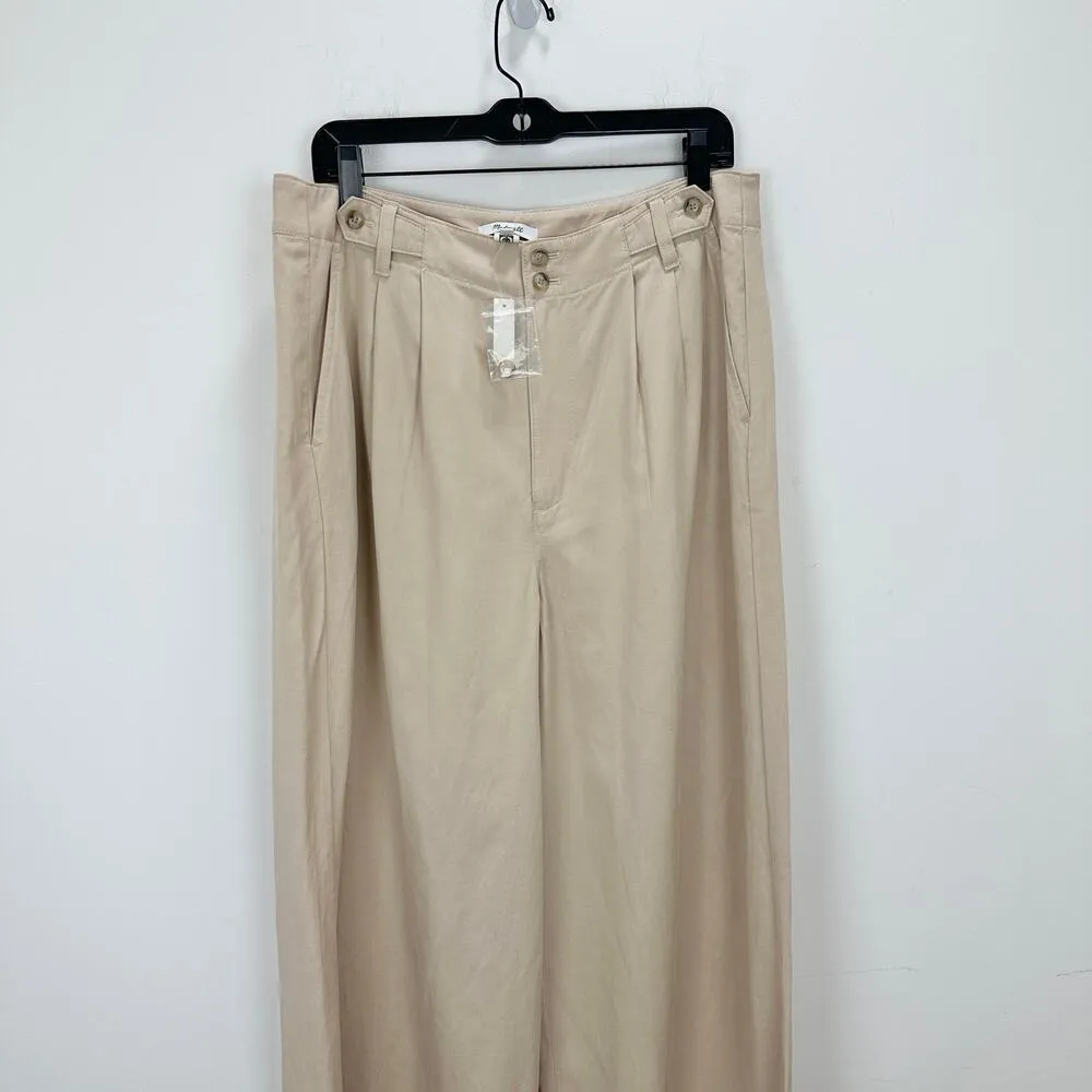 Madewell The Harlow Wide Leg Pant Linen Twill Harvest Moon Beige US 12 NWT - Image 8