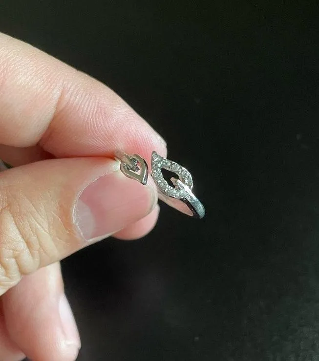 Adjustable silver leaf open ring - Image 8