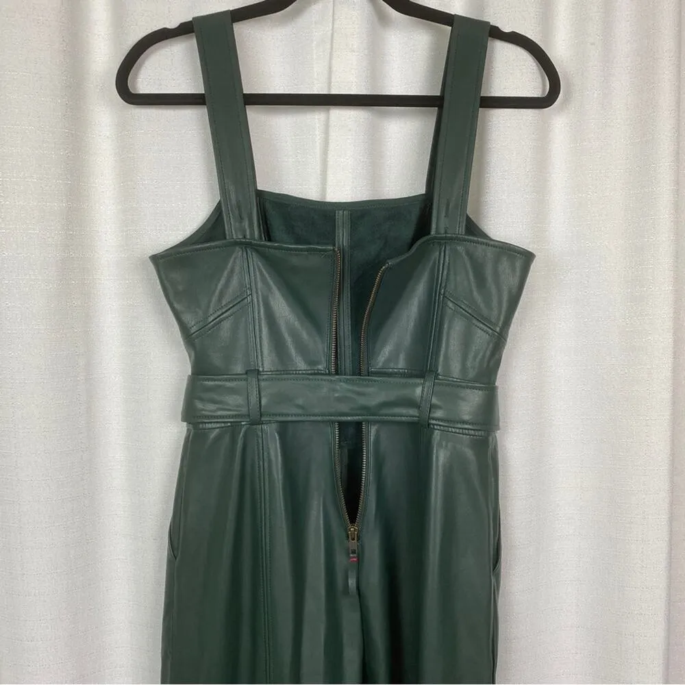 Anthropologie Green Faux Leather Samira Cropped Jumpsuit Sz.2 - Image 11