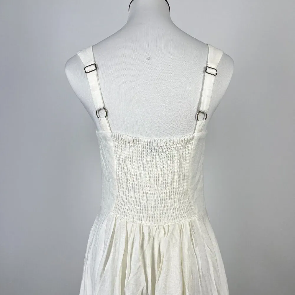 NWOT Farm Rio Stretch Linen Blend Cami Maxi Dress Size S Classic Off White - Image 13