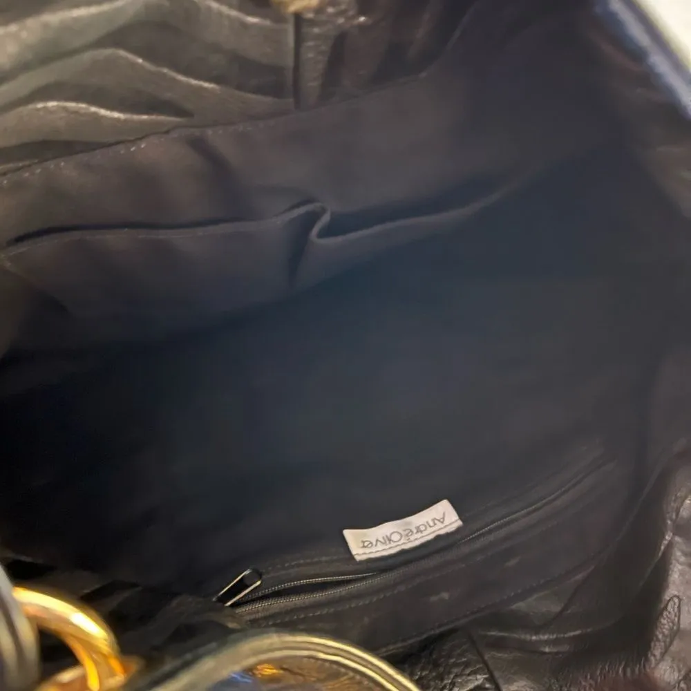 Andre Oliver designer shoulder bag with gorgeous gold chrome hardware Black - Image 7