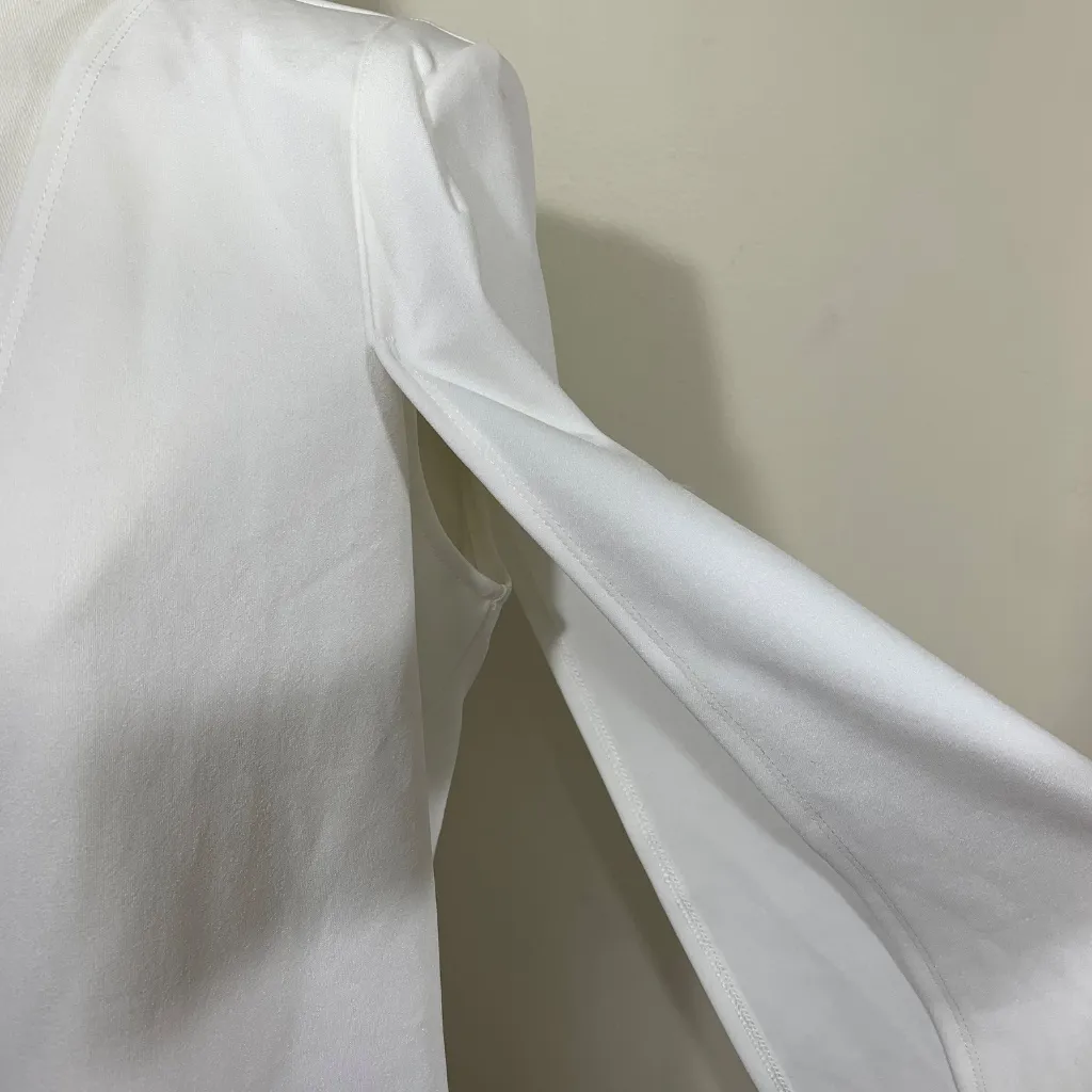 SHEIN White Longline Open Front Blazer Cape Style Size XS US 2 Polyester Stretch - Image 3