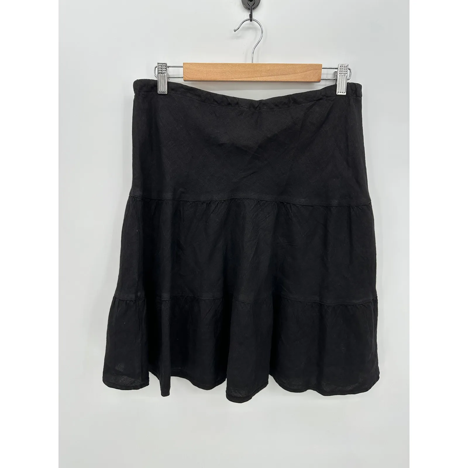 Allen Allen Ruffle Mini Skirt Womens Sz S Linen Minimal Y2K Preppy Dark Goth - Image 2