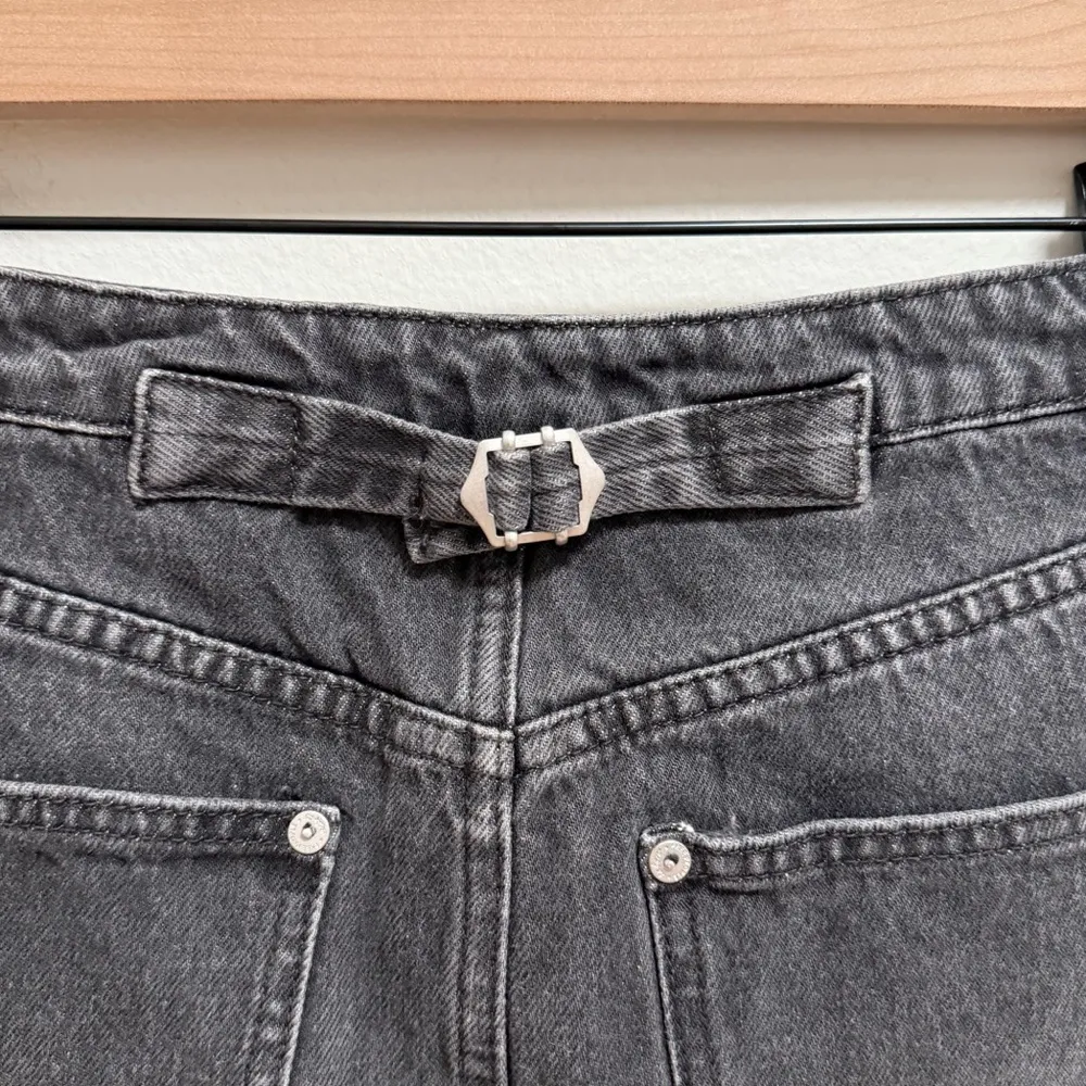 free people black washed denim mini skirt distressed raw hem moto indie sleaze 2 - Image 9