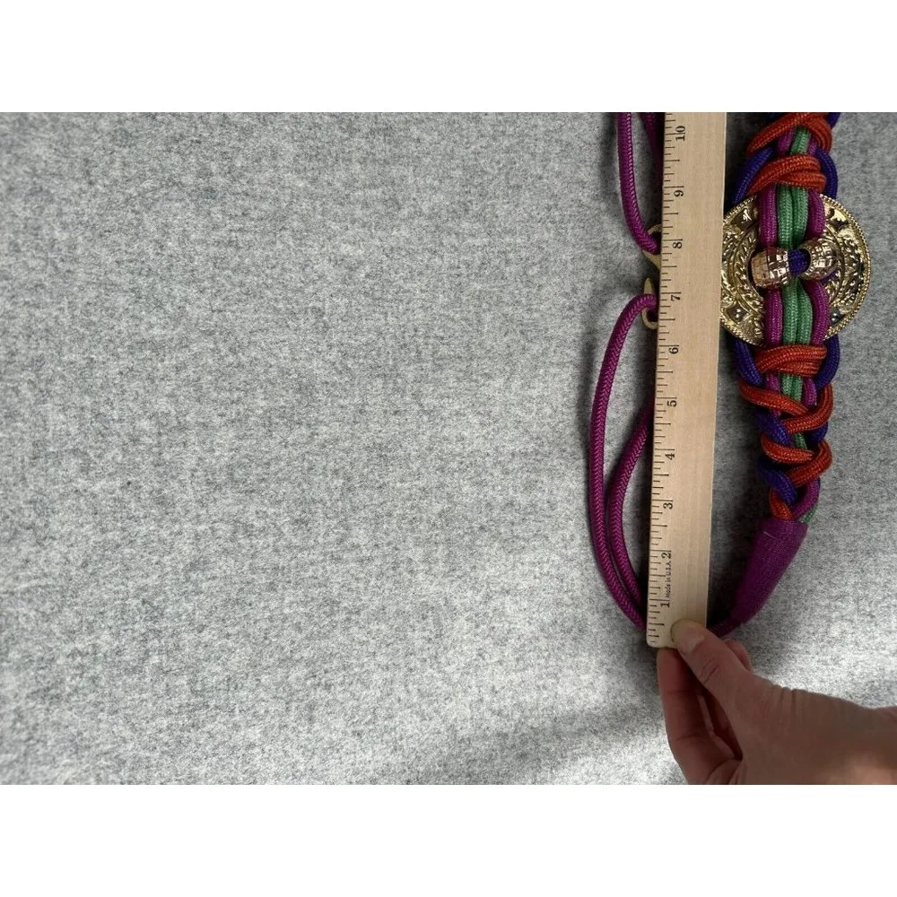 Vintage Statement Braided Belt Womens Pink Waist 80s 90s Boho Colorful Medallion - Image 8