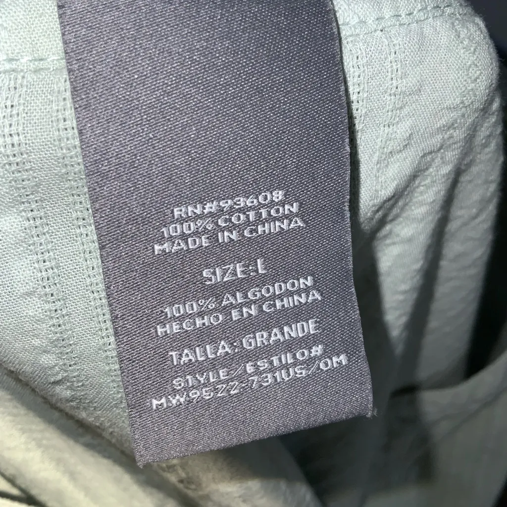 Matty M Ladies' Sage Cotton Popover Top Short Sleeve Notched Neck Large Green - Image 7