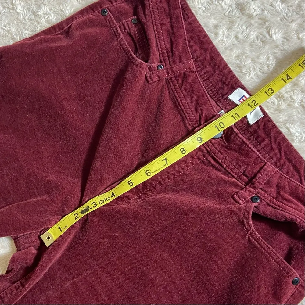EV1 Velvet Deep Red Ankle Length Slim Cut Mid Rise Jeans Size 14 Cotton - Image 13