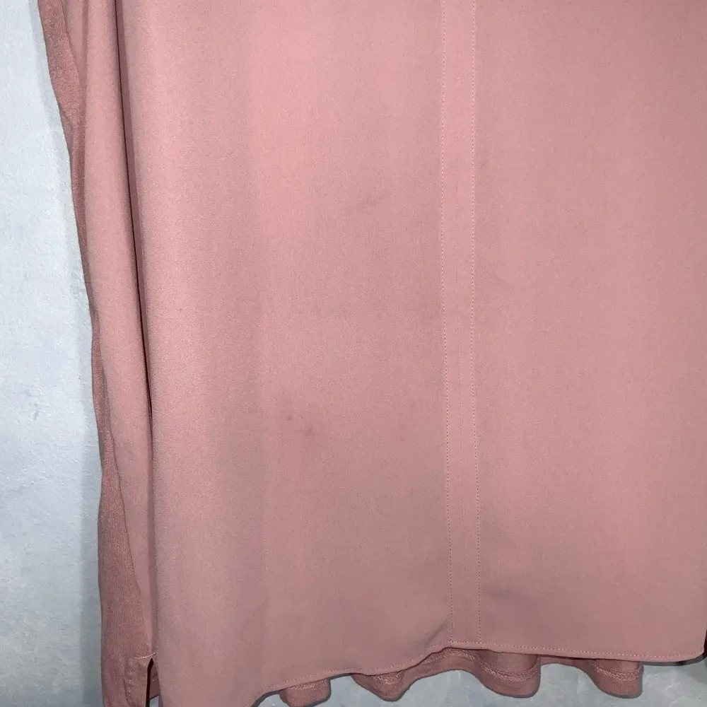 LOFT Dusty Rose Sleeveless Notched Neck Pleat Shoulder Loose Fit Tunic Blouse L - Image 5