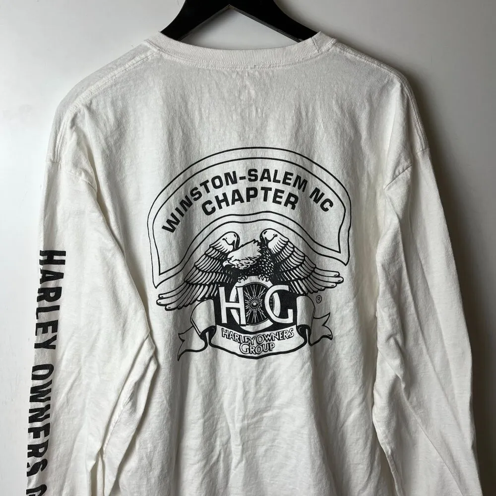 Harley Owners Group Winston Salem NC T Shirt White Large L Graphic Tee Solid - Image 8