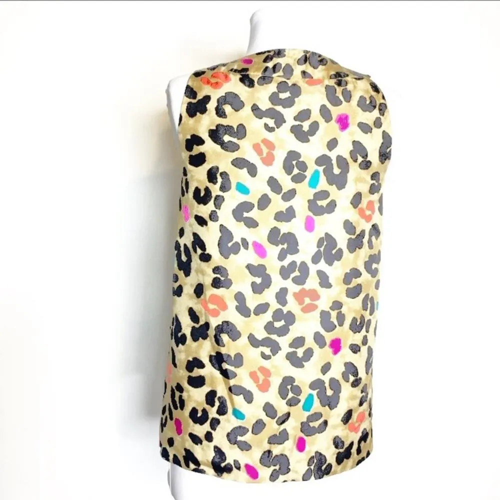 Kate spade silk leopard celesta print bow tank top sz XS - Image 3
