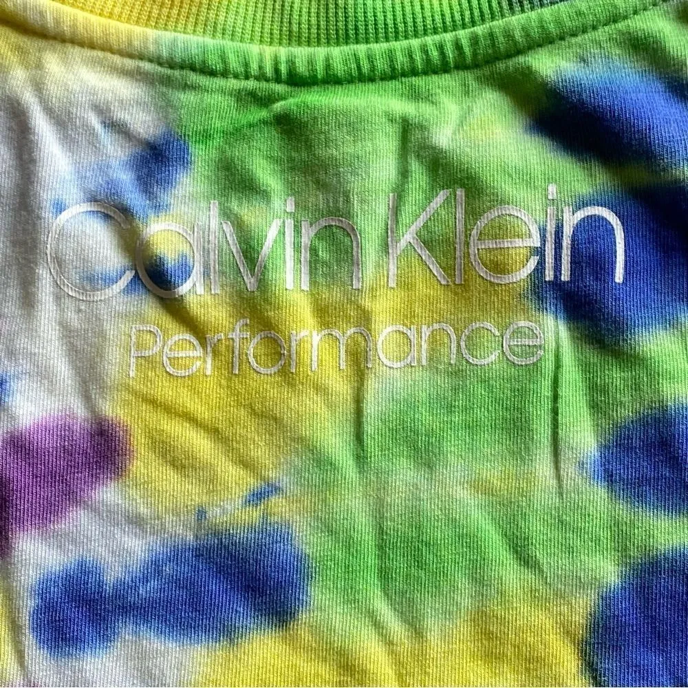Calvin Klein Shirt Rainbow Crop Top Tie Dye XS Oversized - Image 9
