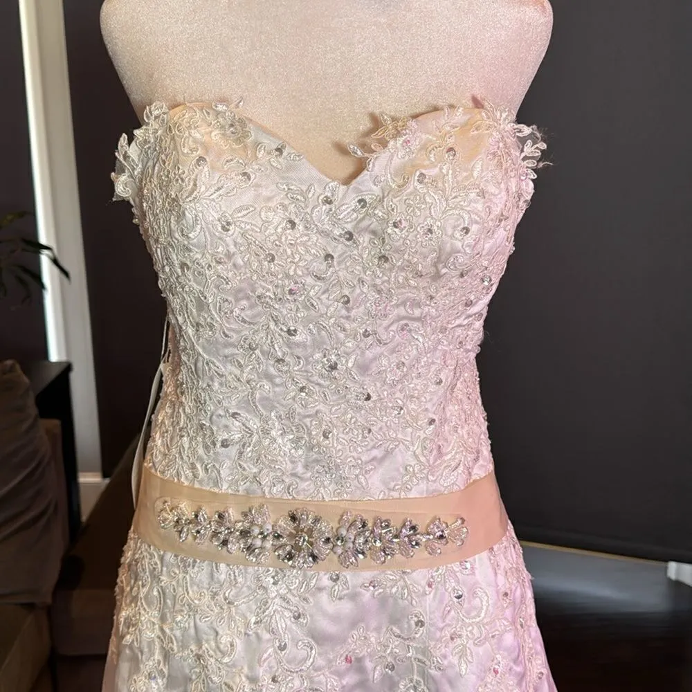 Women’s White Wedding Dress Zip Up Back Train Size 4 NWT White - Image 2