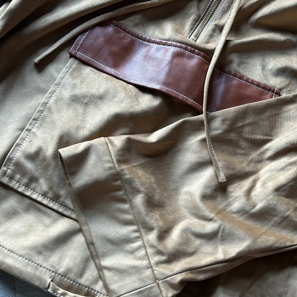 Staud Brown Suede Pullover Outterwear W Leather Pouch Pocket - Image 6