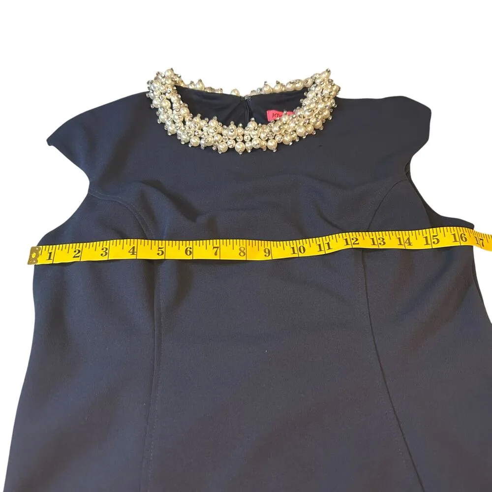 Betsey Johnson Black Dress with Pearl Jeweled Neck - Size 6 - Image 5