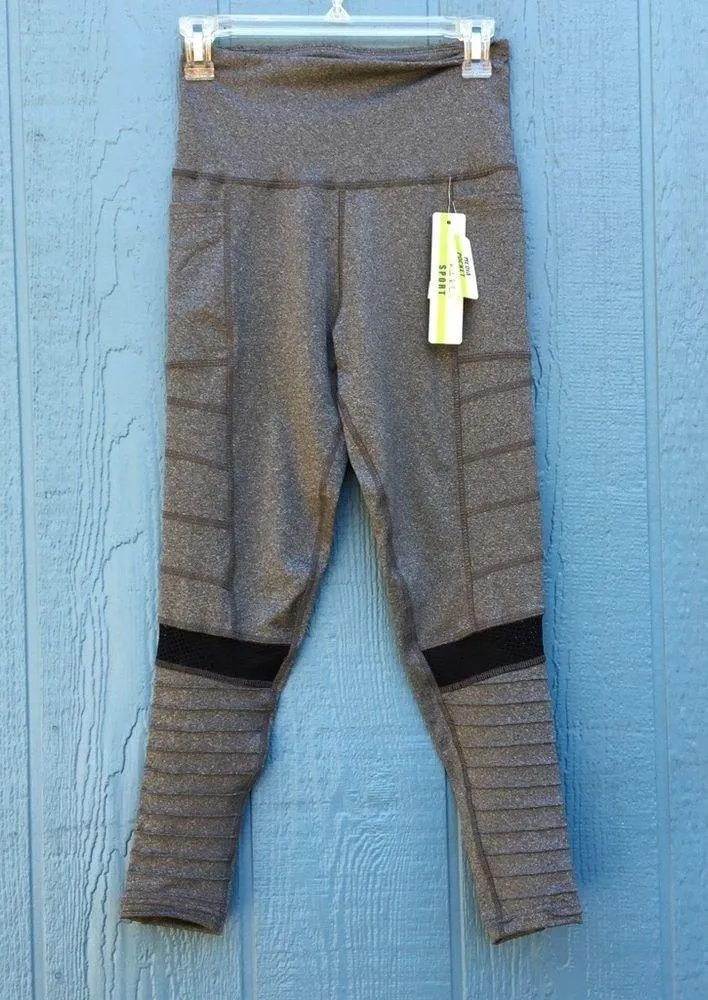 NWT Nicole Miller Sport Gray Skinny Athletic Workout Leggings Size Small - Image 2