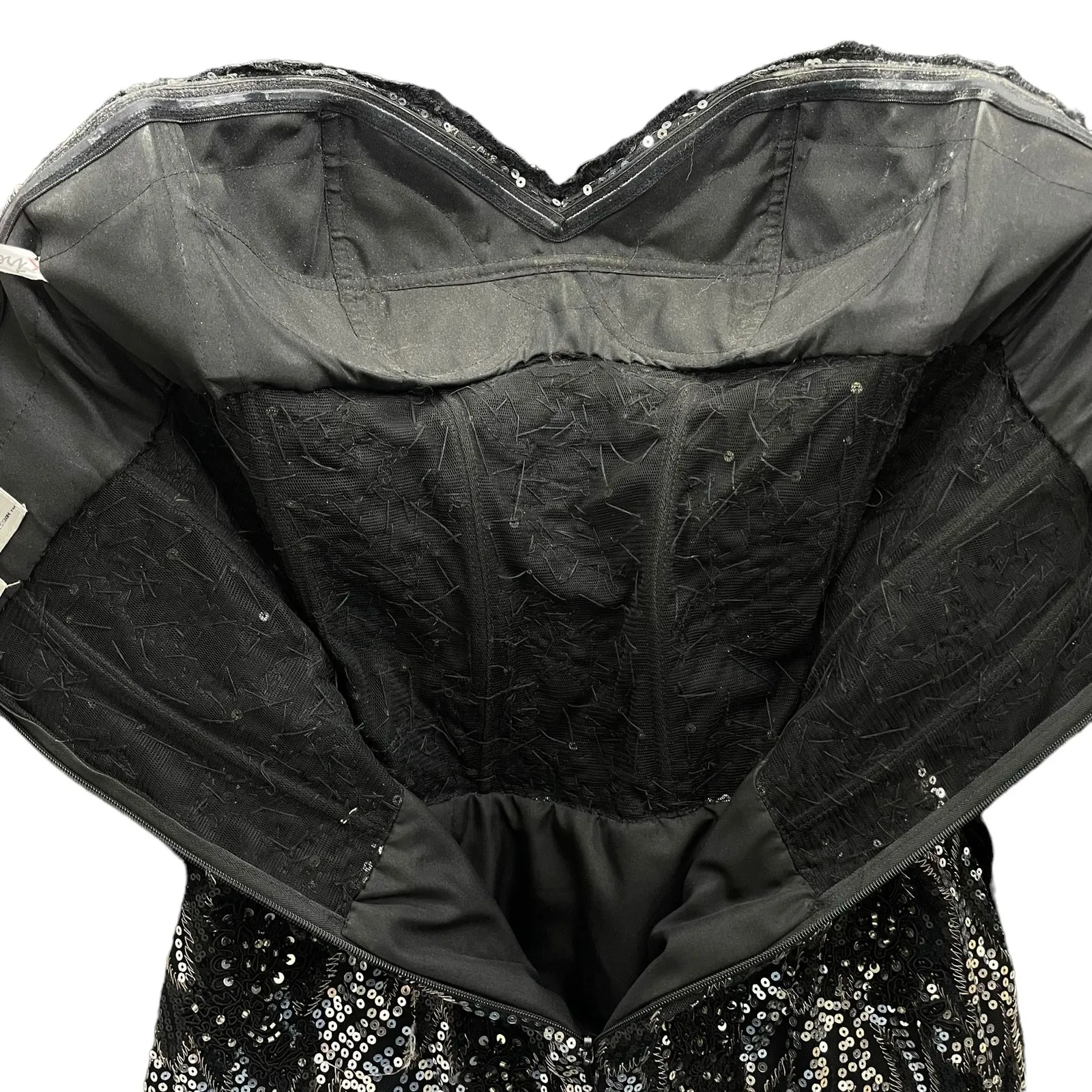 Xtreme Strapless Lace Sequin Mermaid Evening Gown 3D Floral Petal Size 6 Black - Image 14