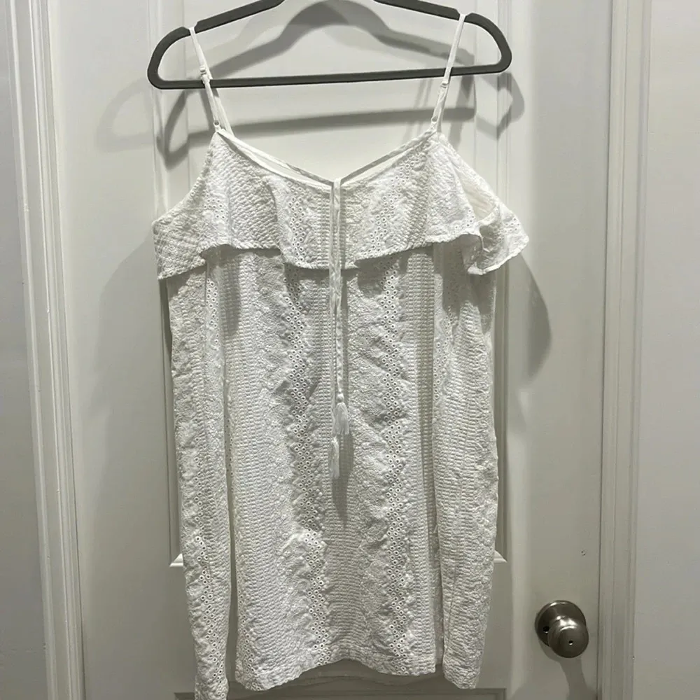 Talori White Eyelet Ruffled Mini Dress Sz M Size M - Image 7