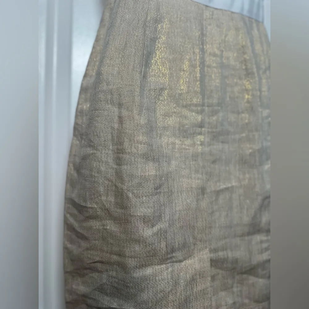 NWT Ann Taylor LOFT Tie Front Ruffle Blouse Shimmer Gold Cap Sleeve Dress - Image 11