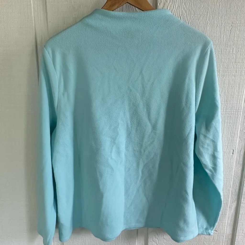 Talbots Fleece Light Baby Blue Long Sleeve Crewneck Casual Pastel  Shirt - Image 5