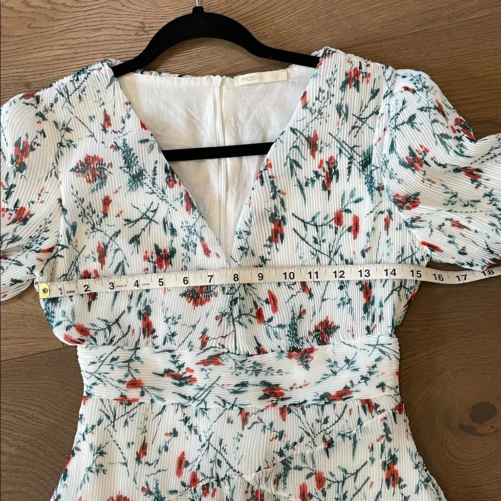 Maje Rasion Plisse Floral Mini Dress Sz 2/ Medium White Feminine Fairy Dainty - Image 13