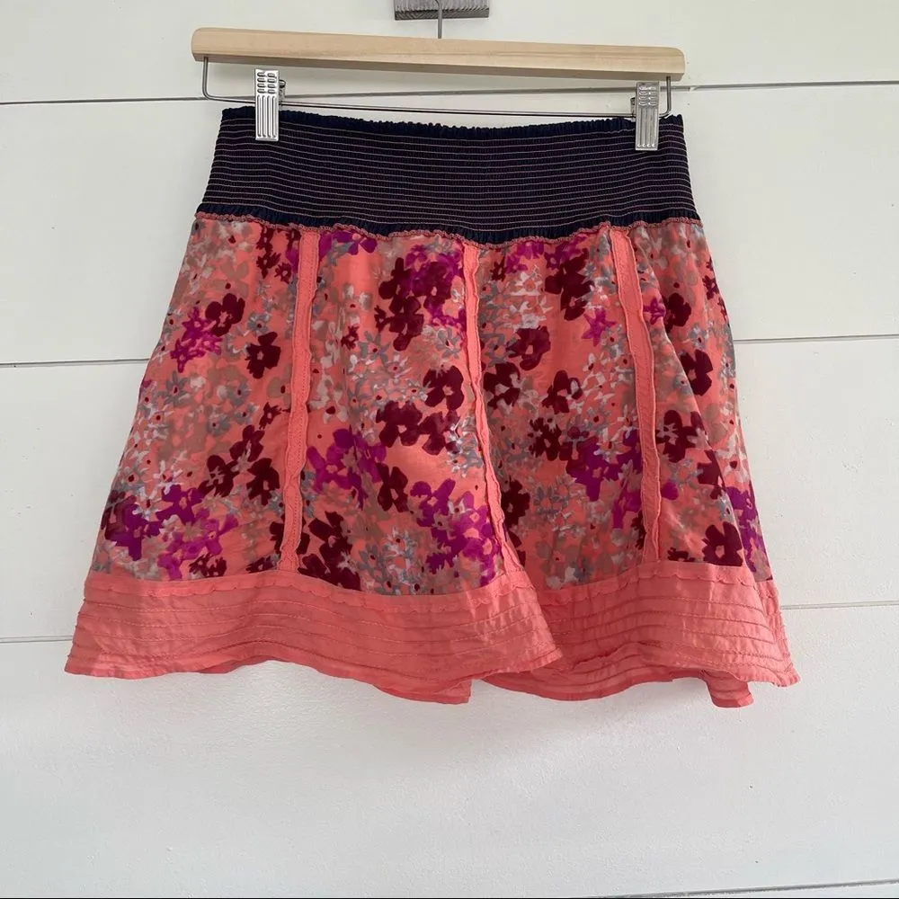 Free People Peasant Coral Pink Floral Skirt - Image 2