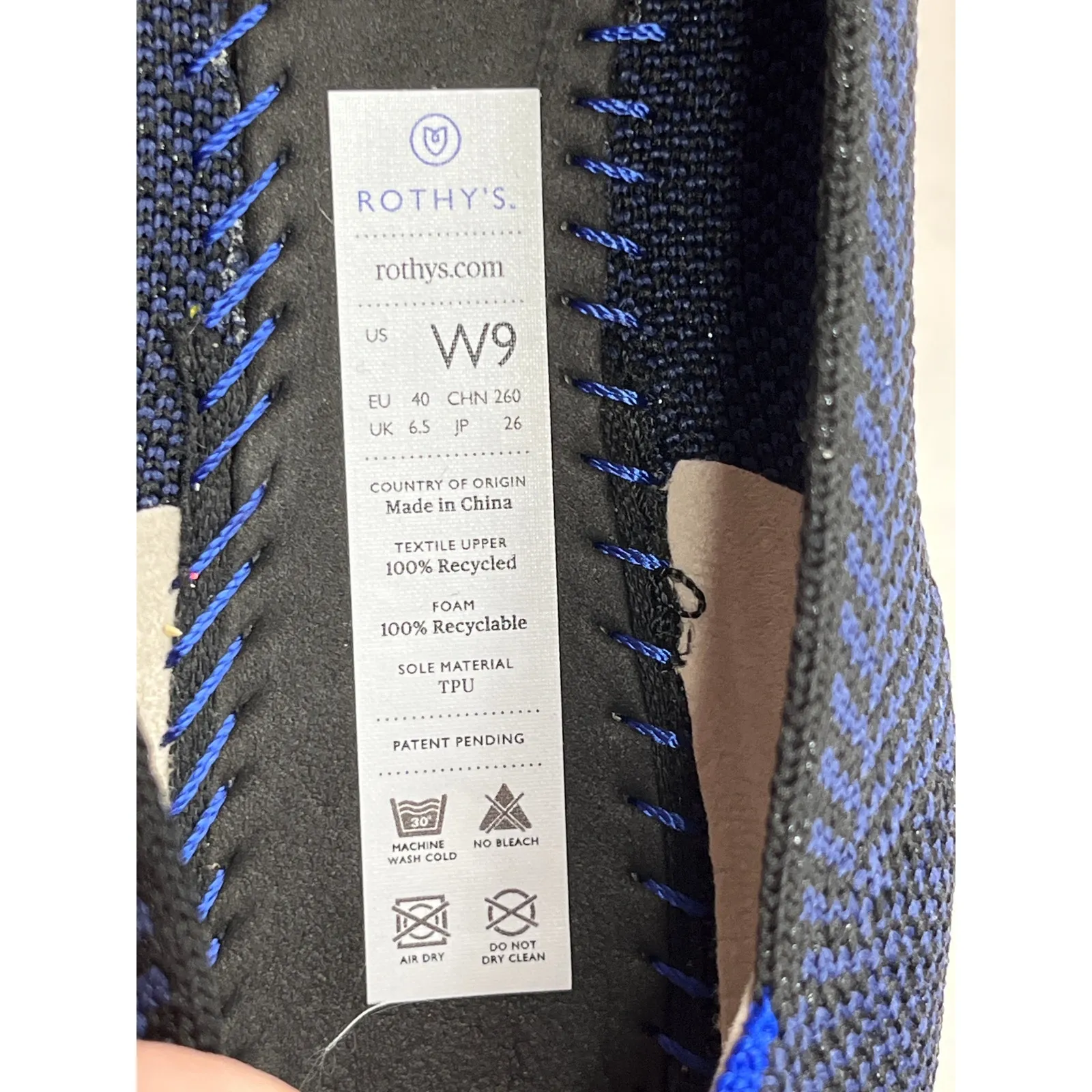 Rothy's Rothy’s The Flat Women’s 9 Navy Metallic Herringbone Knit Ballet Flats - Image 9