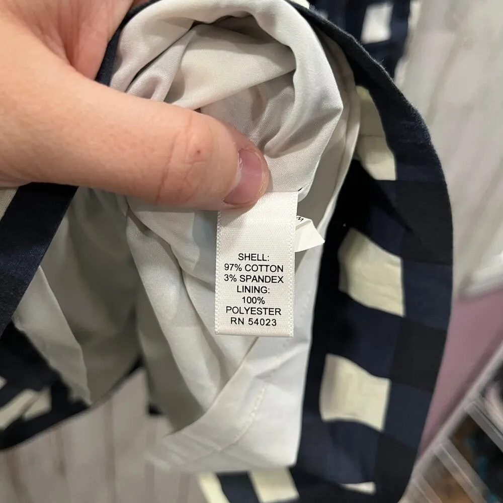 Banana Republic Navy GINGHAM Plaid FULL SKIRT Pockets Knee Length Womens Size 4 - Image 6