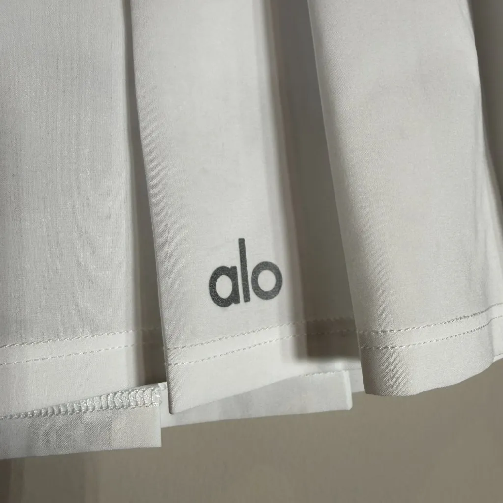 Alo Yoga Varsity Tennis Skirt Women's Medium White Pleated Mini Active Sporty - Image 8