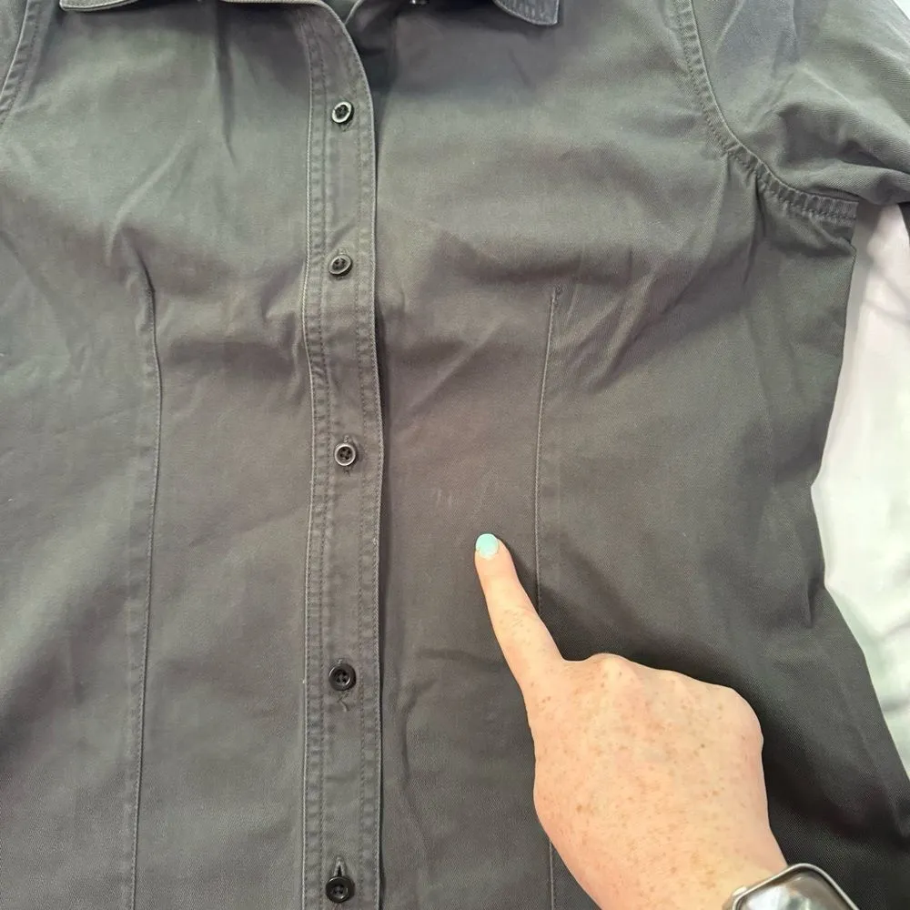 Madewell Darted Button-Up Shirt Regenerative Chino Dark Grey sz 4 Office Casual - Image 5