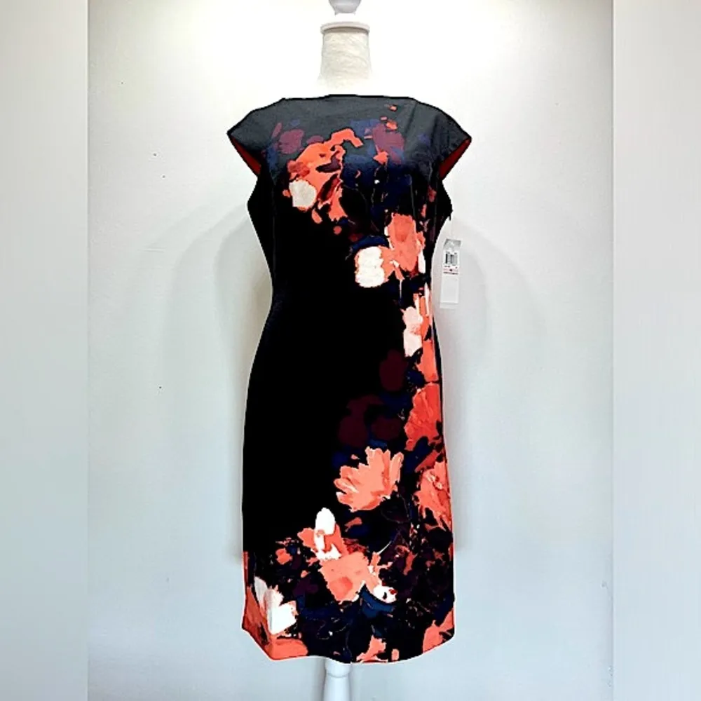 London Times ModCloth Thick Knit Floral Cap Sleeve Midi Shift Dress Size 10 NEW - Image 6