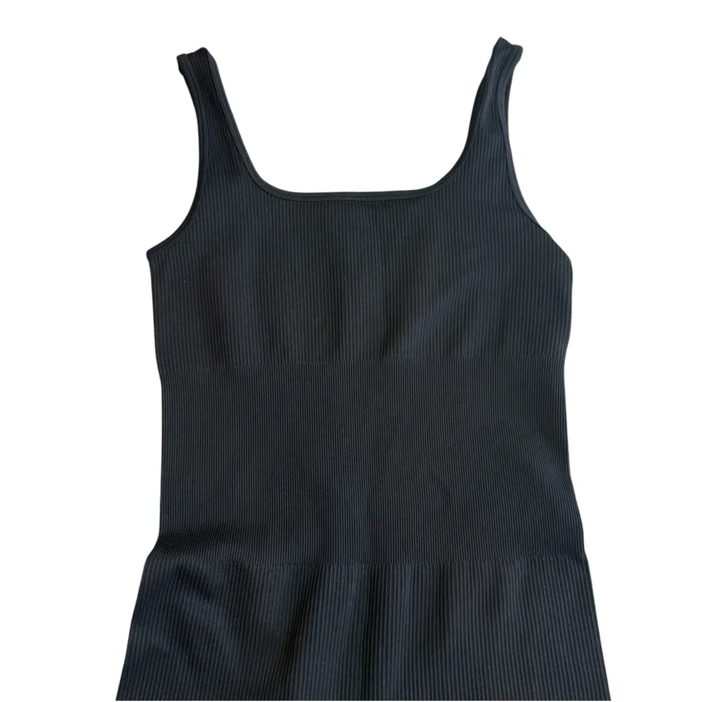OQQ Size M Square Neck Athletic Romper‎ Black Ribbed Sporty Closet Staple Basic Size M - Image 3
