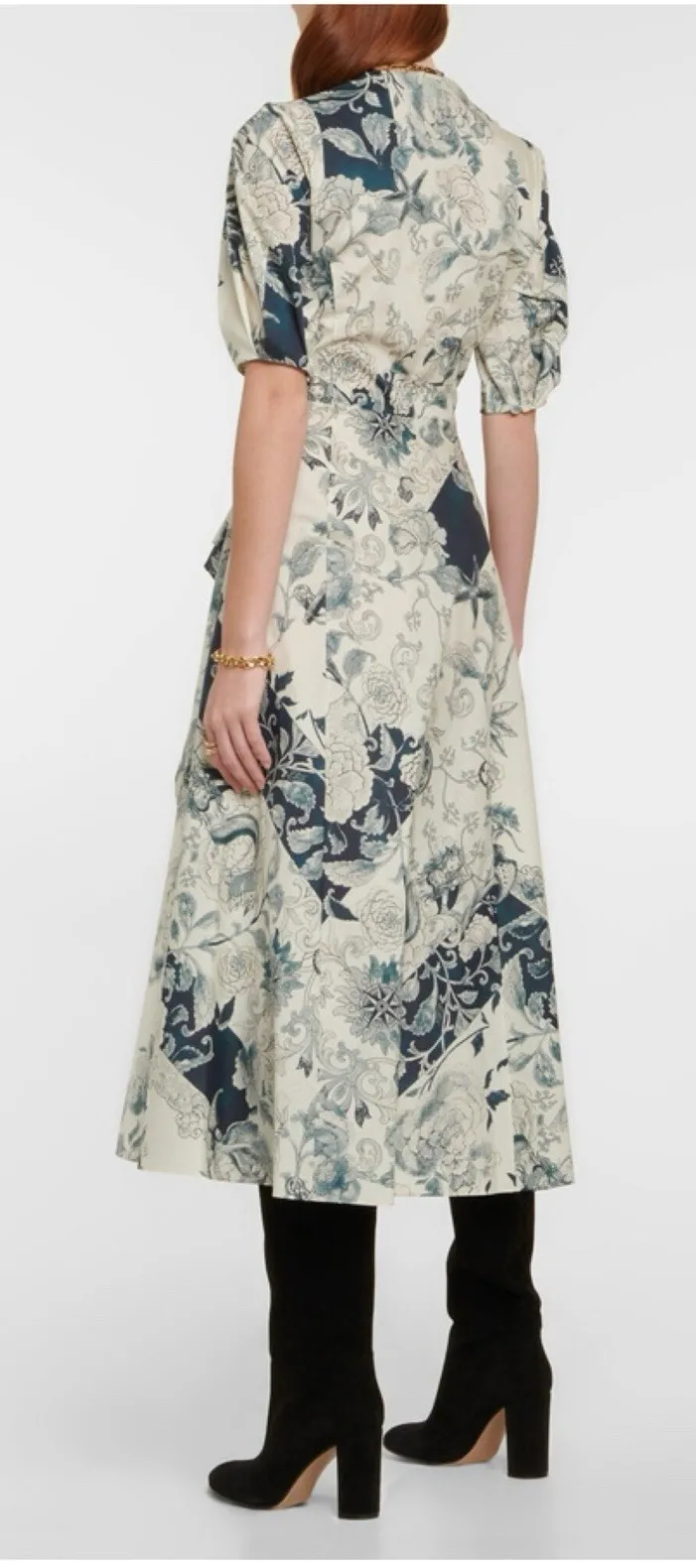 ETRO Nautical Paisley Faux Wrap Midi Dress Size 14 (46) Made‎ in Italy $1870 Blue - Image 2