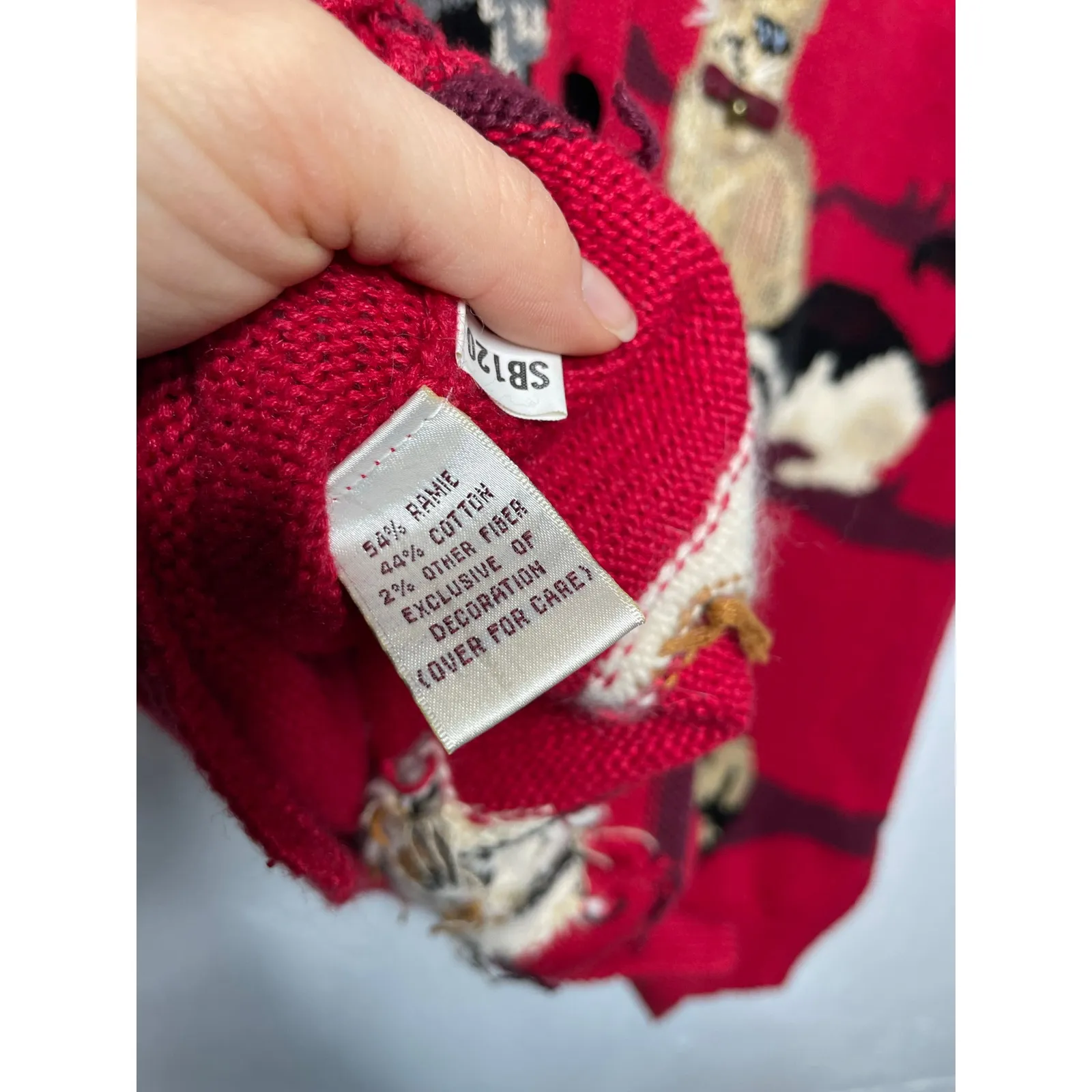 Vintage Cat sweater vest Susan Bristol Y2K 1995 Red Large - Image 4