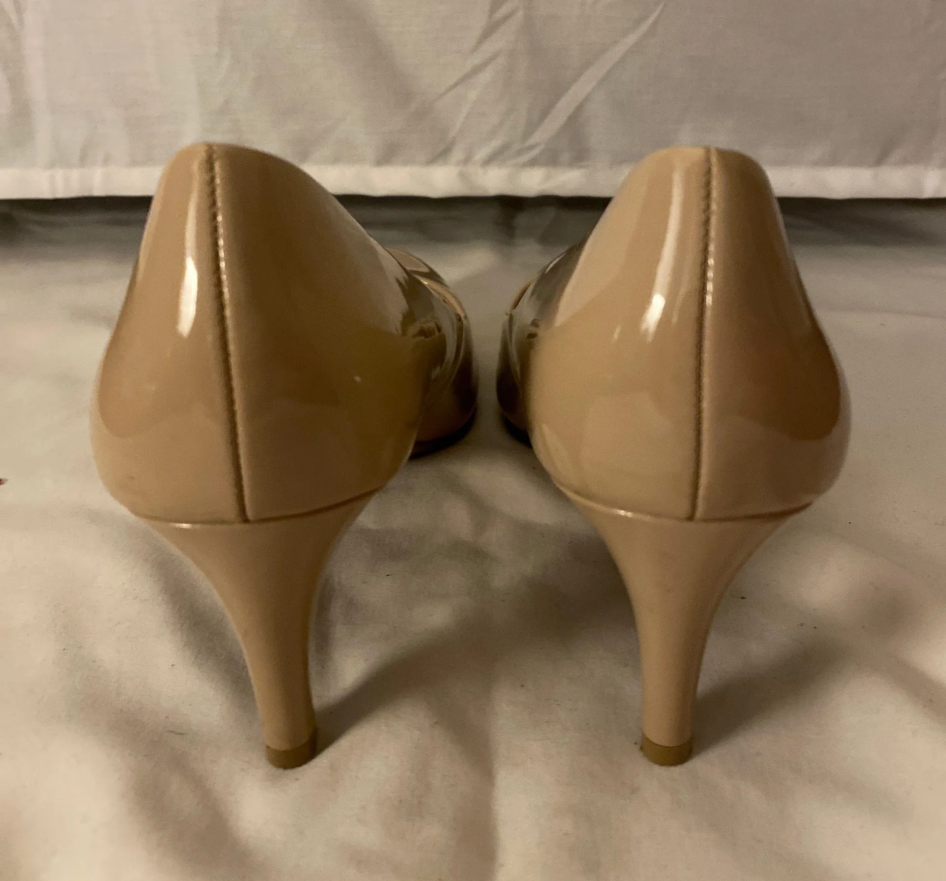 Nude Patent Leather Heels Tan Size 7 - Image 2