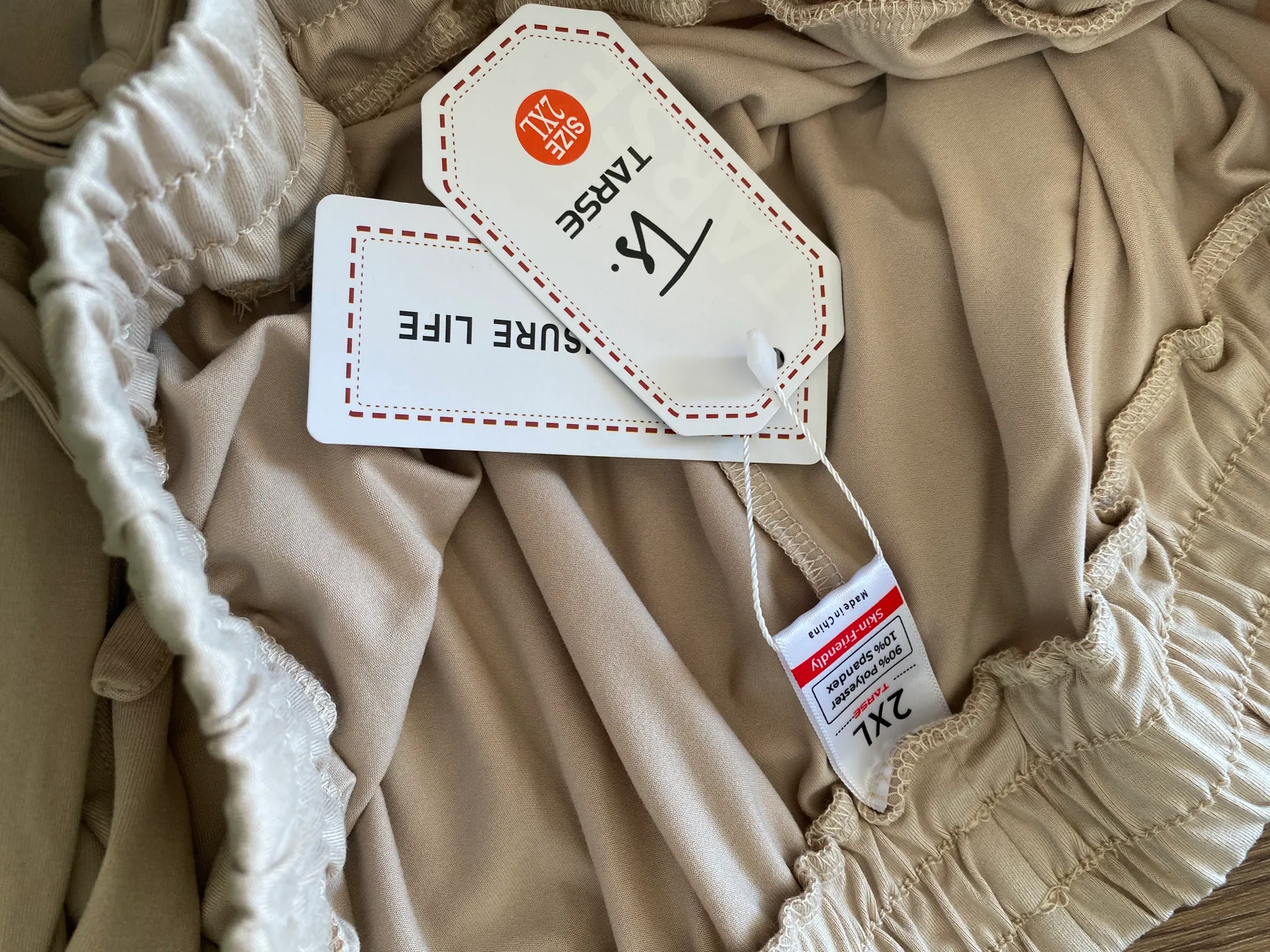 Tarse Wide Leg Palazzo High Waist Casual Sweatpants With Pocakets Yoga Pants New Tan Size XXL - Image 9