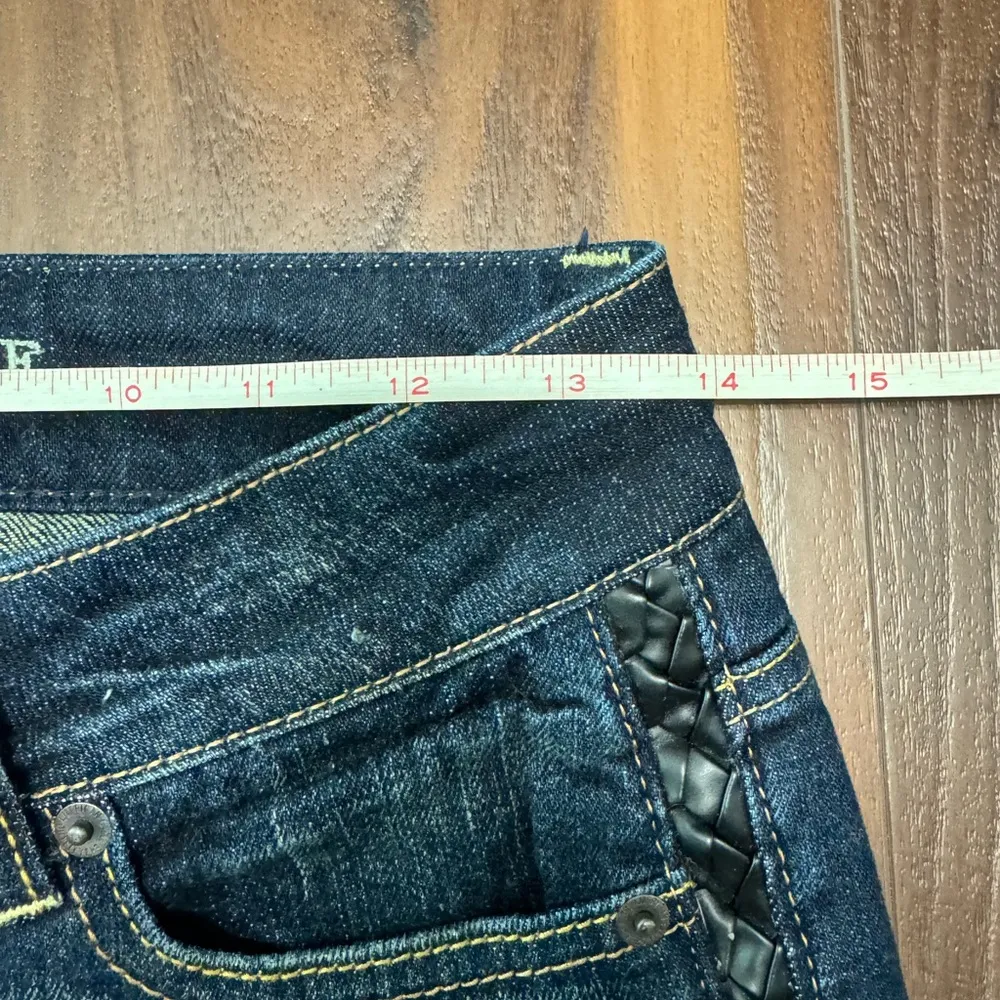 American Eagle Denim Leather Detail Shorts - Image 6