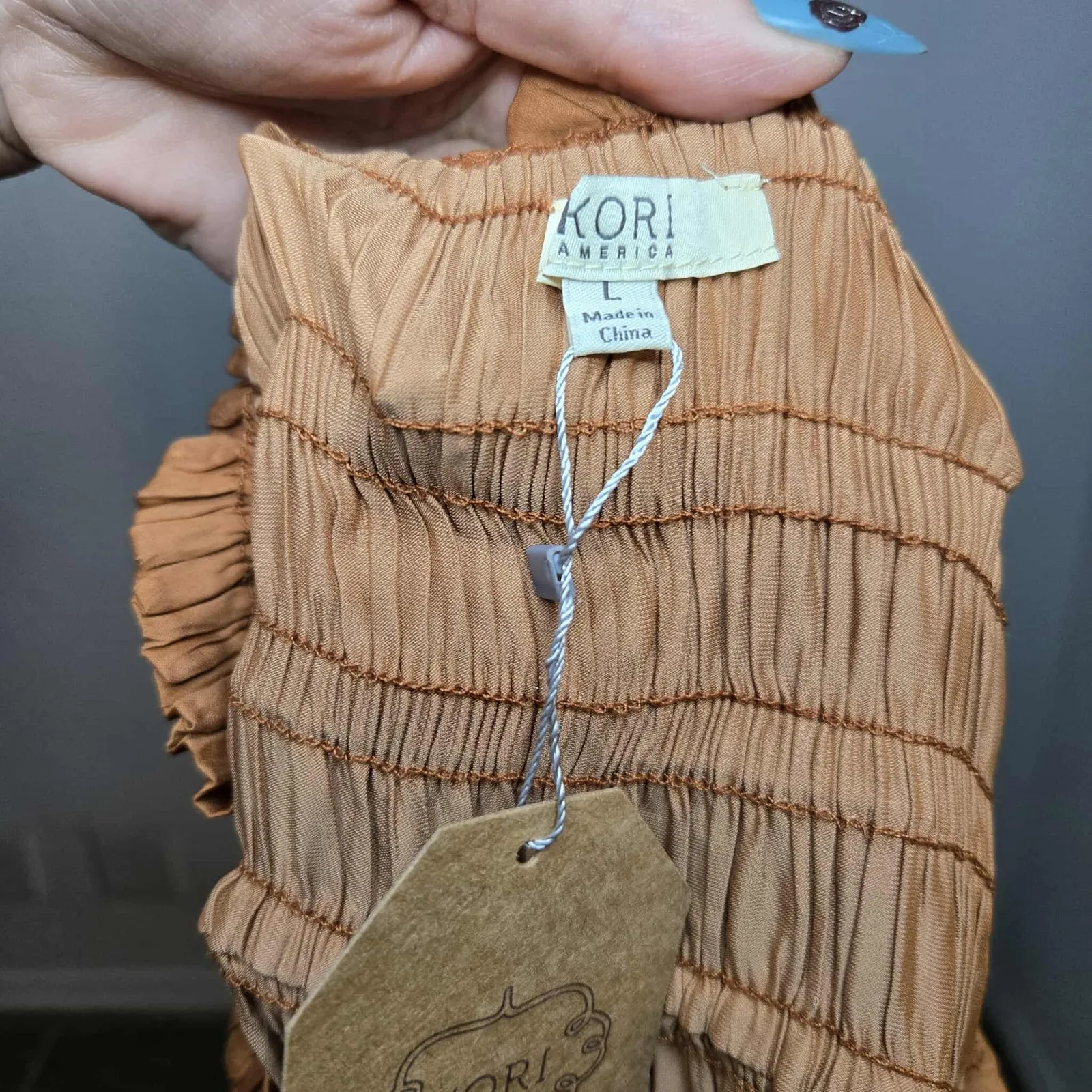 KORI Elastic Smocked Waist Maxi Skirt Dress Size L NWT - Image 4