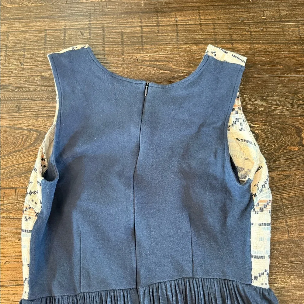 Anthropologie Dolan Sabado Dress Navy Blue Ivory Aztec Print Size Medium - Image 8