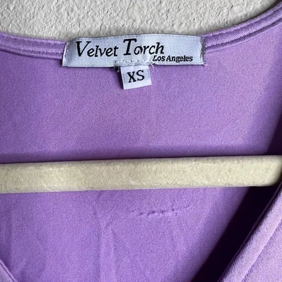 Velvet Torch Los Angeles Purple Long Sleeve V Neck Midi Dress‎ XS - Image 2